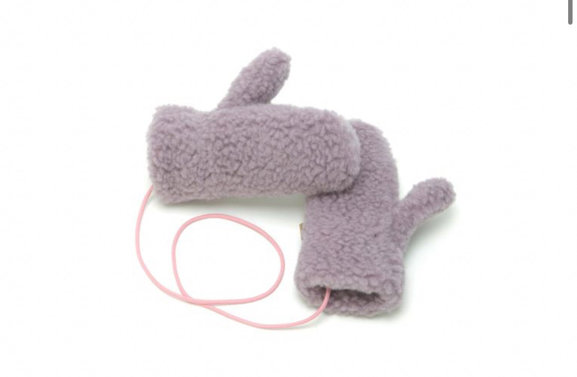 preorder wool mitten with strings lilac