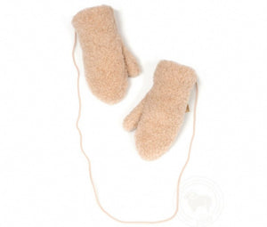 preorder wool mittens with strings beige