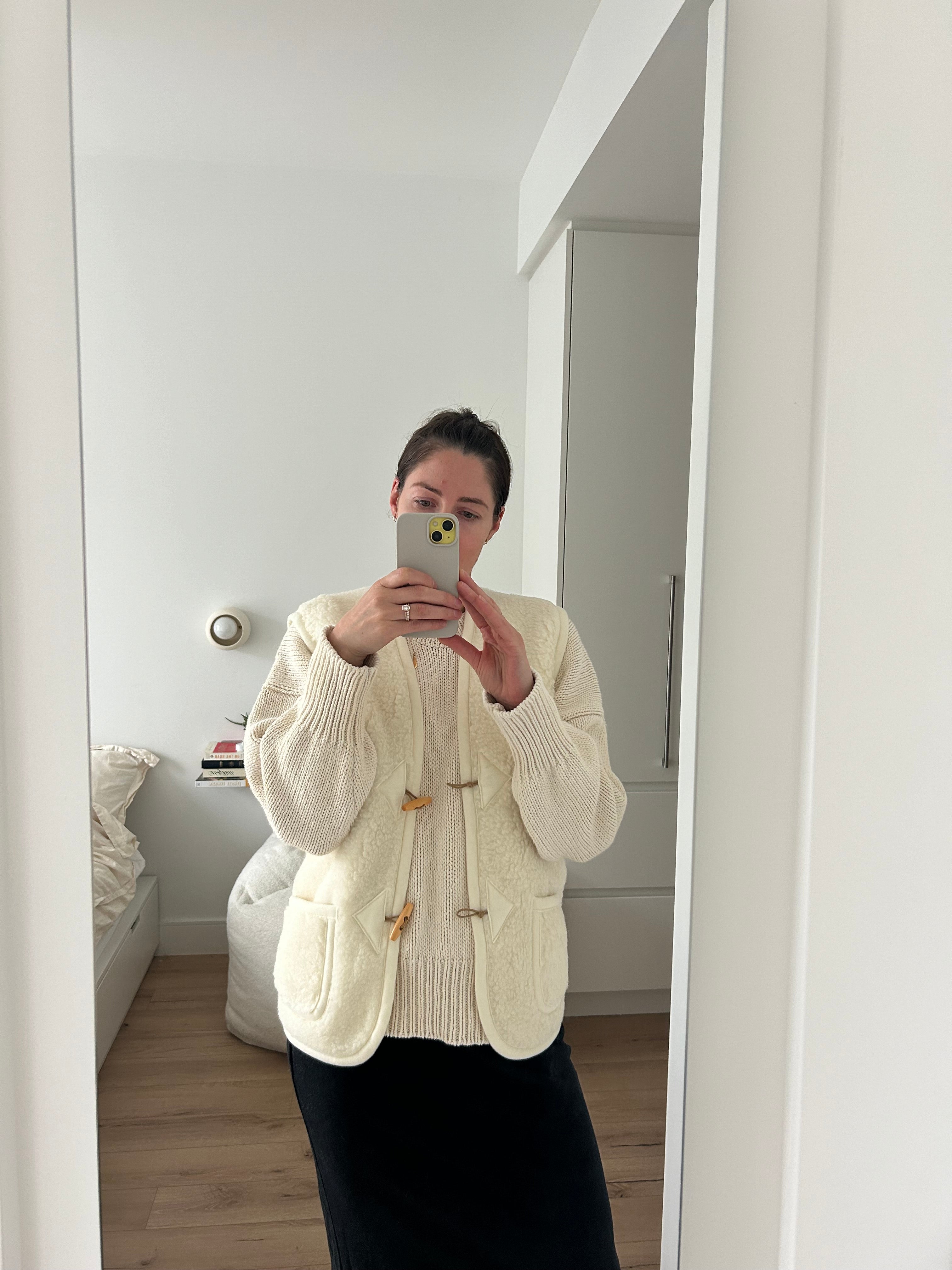 Preorder womens wool bodywarmer natural