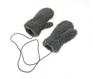 preorder wool mittens with strings charcoal