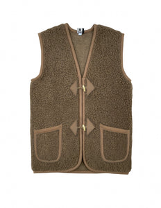 Preorder womens wool bodywarmer brown