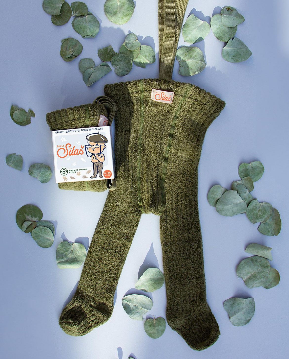 Silly Silas footed granny tights (olive)