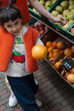 Load image into Gallery viewer, preorder kids camino gilet (coral w lavender trim)
