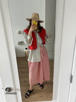 Load image into Gallery viewer, Preorder NEW Women’s Camino Wool gilet (coral w lavender trim)
