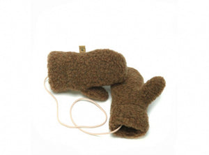 preorder wool mittens with strings brown