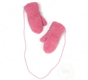 preorder wool mittens with strings pink