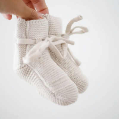 merino wool baby booties (cream)