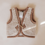 Load image into Gallery viewer, preorder wool bodywarmer (beige with brown trim)
